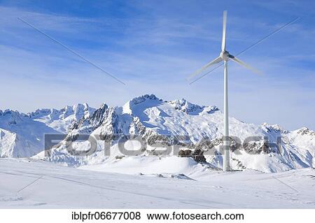 Stock Photo - Wind turbine, Switzerland, Europe. Fotosearch
