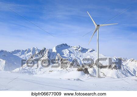 Stock Photo - Wind turbine, Switzerland, Europe. Fotosearch