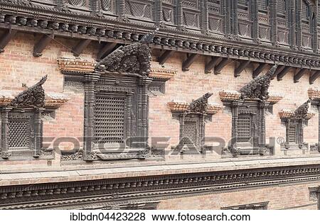 Stock Photo - Windows, 55 Windows Palace, Durbar Square, Bhaktapur, Nepal, Asia. Fotosearch