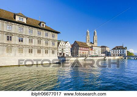 Zurich Grossmünster, Switzerland, Europe View Large Photo Image Stock Photo - Zurich Grossmünster, Switzerland, Europe. Fotosearch