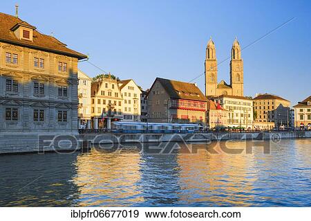 Zurich Grossmünster, Switzerland, Europe View Large Photo Image Stock Photo - Zurich Grossmünster, Switzerland, Europe. Fotosearch