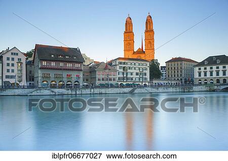 Zurich Grossmünster, Switzerland, Europe View Large Photo Image Stock Photo - Zurich Grossmünster, Switzerland, Europe. Fotosearch