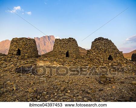 5000 year old beehive tombs, archaeological site of Al-Ayn, UNESCO World Heritage Site, Jebel Misht mountain chain, Hajar al Gharbi, Hajjar Mountains, Al Dhahirah Region, Oman, Asia View Large Photo Image Stock Image - 5000 year old beehive tombs, archaeological site of Al-Ayn, UNESCO World Heritage Site, Jebel Misht mountain chain, Hajar al Gharbi, Hajjar Mountains, Al Dhahirah Region, Oman, Asia. Fotosearch