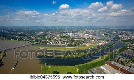 Aerial view, Cargo ship on the Rhine, brown flood mixes with the clean water of the Ruhr, Ruhr estuary, Duisburg, Ruhr district, North Rhine-Westphalia, Germany, Europe View Large Photo Image Stock Photography - Aerial view, Cargo ship on the Rhine, brown flood mixes with the clean water of the Ruhr, Ruhr estuary, Duisburg, Ruhr district, North Rhine-Westphalia, Germany, Europe. Fotosearch