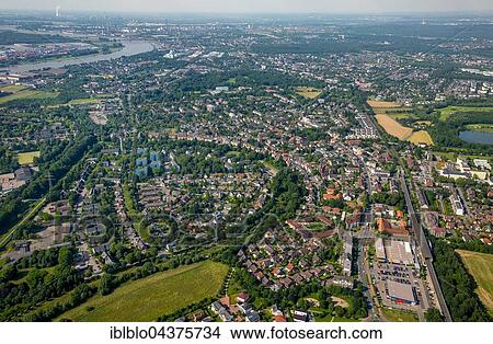 Picture - Aerial view, Duisburg-Süd area Huckingen, Duisburg, Ruhr district, North Rhine-Westphalia, Germany, Europe. Fotosearch