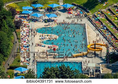 Aerial view, pool, swimmer pool with a wavy margin, Bathers in outdoor pool Annen, Witten, Ruhr district, North Rhine-Westphalia, Germany, Europe View Large Photo Image Stock Image - Aerial view, pool, swimmer pool with a wavy margin, Bathers in outdoor pool Annen, Witten, Ruhr district, North Rhine-Westphalia, Germany, Europe. Fotosearch