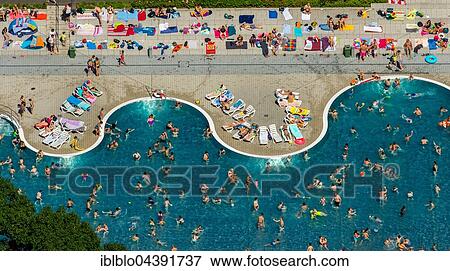 Aerial view, pool, swimmer pool with a wavy margin, Bathers in outdoor pool Annen, Witten, Ruhr district, North Rhine-Westphalia, Germany, Europe View Large Photo Image Stock Photo - Aerial view, pool, swimmer pool with a wavy margin, Bathers in outdoor pool Annen, Witten, Ruhr district, North Rhine-Westphalia, Germany, Europe. Fotosearch