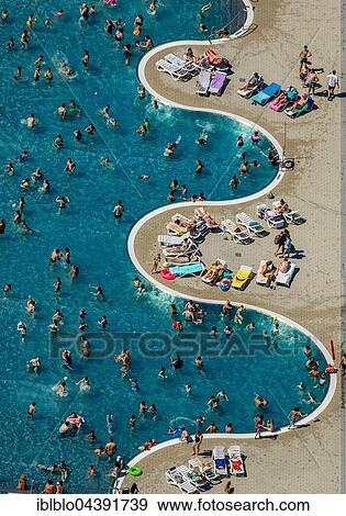 Aerial view, pool, swimmer pool with a wavy margin, Bathers in outdoor pool Annen, Witten, Ruhr district, North Rhine-Westphalia, Germany, Europe View Large Photo Image Stock Photo - Aerial view, pool, swimmer pool with a wavy margin, Bathers in outdoor pool Annen, Witten, Ruhr district, North Rhine-Westphalia, Germany, Europe. Fotosearch