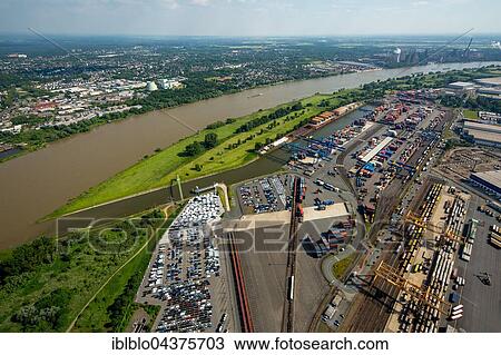 Aerial view, Port of Duisburg company Logport with car parking, herringbone pattern, Duisburg, Ruhr district, North Rhine-Westphalia, Germany, Europe View Large Photo Image Stock Image - Aerial view, Port of Duisburg company Logport with car parking, herringbone pattern, Duisburg, Ruhr district, North Rhine-Westphalia, Germany, Europe. Fotosearch
