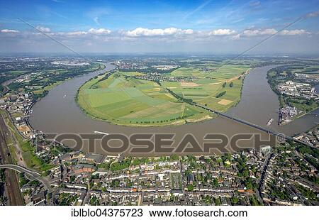 Aerial view, Rhine bridge between Krefeld-Uerdingen and Duisburg-Mündelheim, Rheinbogen, Rheindeich, flood protection, Ruhr district, North Rhine-Westphalia, Germany, Europe View Large Photo Image Stock Image - Aerial view, Rhine bridge between Krefeld-Uerdingen and Duisburg-Mündelheim, Rheinbogen, Rheindeich, flood protection, Ruhr district, North Rhine-Westphalia, Germany, Europe. Fotosearch