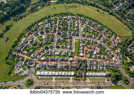 Aerial view, settlement Angerbogen at Angerbach in Huckingen, housing development, Duisburg, Ruhr district, North Rhine-Westphalia, Germany, Europe View Large Photo Image Stock Photography - Aerial view, settlement Angerbogen at Angerbach in Huckingen, housing development, Duisburg, Ruhr district, North Rhine-Westphalia, Germany, Europe. Fotosearch