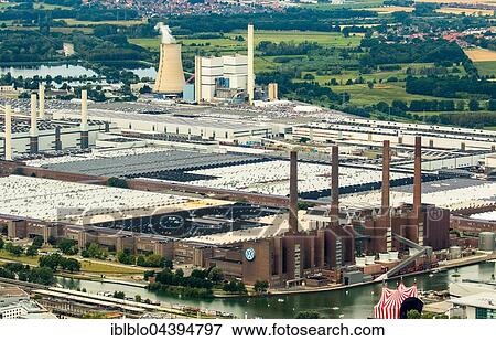Aerial view, Volkswagen factory with heating plant VW Südstraße, Lower Saxony, Germany, Europe View Large Photo Image Stock Photo - Aerial view, Volkswagen factory with heating plant VW Südstraße, Lower Saxony, Germany, Europe. Fotosearch