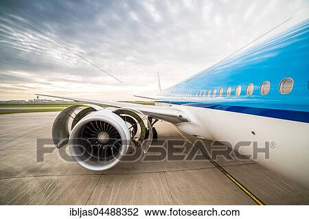 Airplane, checking condition of huge engine, Schiphol Airport, Amsterdam, Netherlands View Large Photo Image Stock Image - Airplane, checking condition of huge engine, Schiphol Airport, Amsterdam, Netherlands. Fotosearch