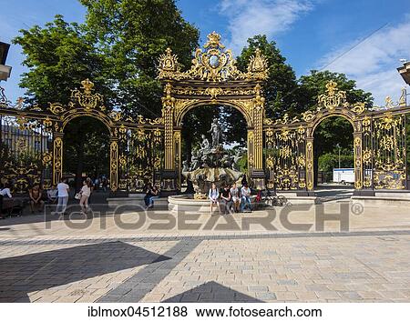 Stock Photo - Amphitrite fountain at Place Stanislas, Nancy, Meurthe-et-Moselle, Lorraine, France, Europe. Fotosearch