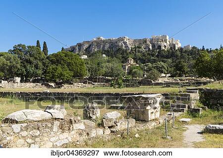 Ancient Agora, Athens, behind Acropolis, Athens, Greece, Europe View Large Photo Image Stock Photo - Ancient Agora, Athens, behind Acropolis, Athens, Greece, Europe. Fotosearch