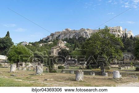 Ancient Agora with Byzantine Church, Athens, behind Acropolis, Athens, Greece, Europe View Large Photo Image Stock Photograph - Ancient Agora with Byzantine Church, Athens, behind Acropolis, Athens, Greece, Europe. Fotosearch