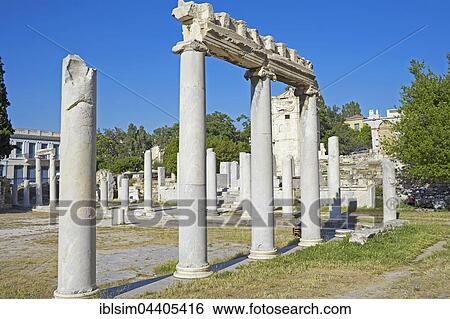 Ancient columns Roman Agora, Athens, Greece, Europe View Large Photo Image Stock Photograph - Ancient columns Roman Agora, Athens, Greece, Europe. Fotosearch
