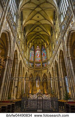 Picture - Apse, Gothic St. Vitus Cathedral, St. Vitus Cathedral, Indoors, Prague Castle, Hradčany, Prague, Bohemia, Czech Republic, Europe. Fotosearch
