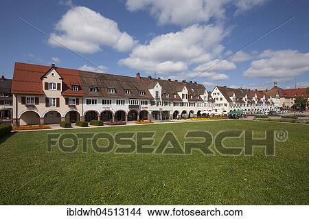 Picture - Arcaded houses, Lower Market Square, Freudenstadt, Black Forest, Baden-Württemberg, Germany, Europe. Fotosearch