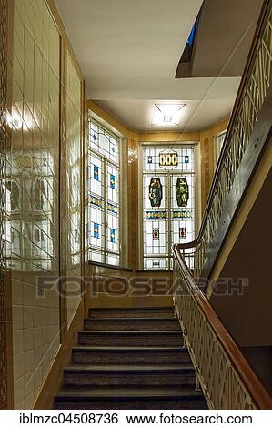 Art nouveau staircase, office building Adlerhof, Hamburg, Germany, Europe View Large Photo Image Stock Photograph - Art nouveau staircase, office building Adlerhof, Hamburg, Germany, Europe. Fotosearch