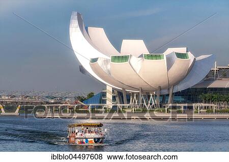 ArtScience Museum on Singapore River with boat, Singapore, Asia View Large Photo Image Stock Photo - ArtScience Museum on Singapore River with boat, Singapore, Asia. Fotosearch