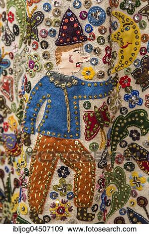 Stock Photo - Ausseer Flinserl, costume, sequins, different appliqué designs, Bad Aussee, Styria, Austria, Europe. Fotosearch