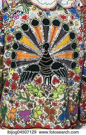 Stock Photo - Ausseer Flinserl, costume, sequins, different appliqué designs, Bad Aussee, Styria, Austria, Europe. Fotosearch