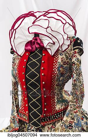 Picture - Ausseer Flinserl, costume with ruff, sequins, different appliqué designs, Bad Aussee, Styria, Austria, Europe. Fotosearch
