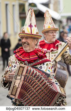 Stock Photo - Ausseer Flinserl, people in costumes, Flinserlmusikanten, musicians, instruments, Bad Aussee, Styria, Austria, Europe. Fotosearch