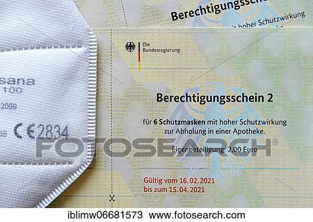 Stock Image - Authorization certificates for FFP-2 masks, Corona crisis, Stuttgart, Baden-Württemberg, Germany, Europe. Fotosearch