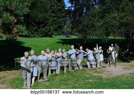 Stock Photo - Bad Ragaz, sculpture exhibition Bad RagARTz 2018, sculpture by Christel Lechner, Polonaise 2005, art exhibition, spa garden in Bad Ragaz, spa garden, Canton St. Gallen, Switzerland, Europe. Fotosearch