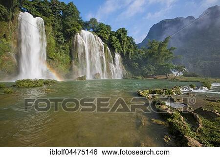 Ban Gioc–Detian Falls, border to China, Cao Bằng Province, North Vietnam, Vietnam, Asia View Large Photo Image Stock Photograph - Ban Gioc–Detian Falls, border to China, Cao Bằng Province, North Vietnam, Vietnam, Asia. Fotosearch