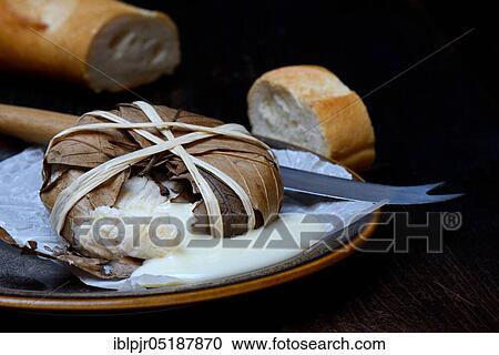 Banon goat cheese wrapped in chestnut leaves, chestnut leaves View Large Photo Image Stock Image - Banon goat cheese wrapped in chestnut leaves, chestnut leaves. Fotosearch