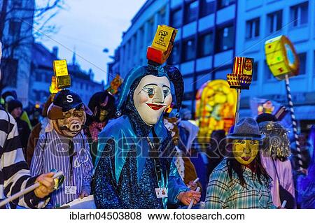 Basler Morgestraich, Morgenstraich, Carnival, fools in the dark with larvae, drums and flutes going through the city, Basel, Canton of Basel, Switzerland, Europe View Large Photo Image Stock Photo - Basler Morgestraich, Morgenstraich, Carnival, fools in the dark with larvae, drums and flutes going through the city, Basel, Canton of Basel, Switzerland, Europe. Fotosearch