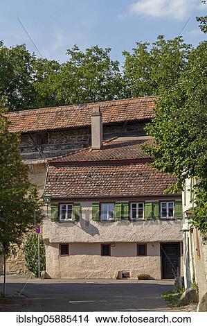Picture - Battlement, City wall, Old town, Rothenburg ob der Tauber, Middle Franconia, Bavaria, Germany, Europe. Fotosearch
