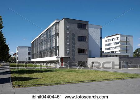 Stock Image - Bauhaus Dessau, Dessau, Dessau-Roßlau, Saxony-Anhalt, Germany, Europe. Fotosearch