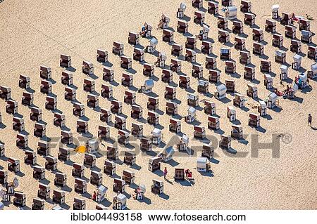 Stock Photo - Beach chairs on the sandy beach, Sellin, Baltic Seaside, Baltic coast, Mecklenburg-Western Pomerania, Germany, Europe. Fotosearch