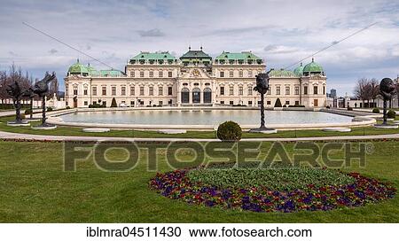 Belvedere Palace with the castle garden, Upper Belvedere, Vienna, Austria, Europe View Large Photo Image Stock Image - Belvedere Palace with the castle garden, Upper Belvedere, Vienna, Austria, Europe. Fotosearch