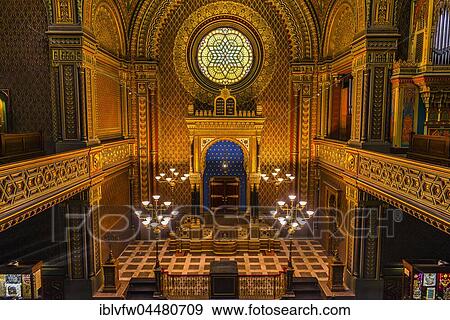Bima, altar, Spanish Synagogue, interior shot, Josefov, Jewish Quarter, Prague, Bohemia, Czech Republic, Europe View Large Photo Image Stock Photo - Bima, altar, Spanish Synagogue, interior shot, Josefov, Jewish Quarter, Prague, Bohemia, Czech Republic, Europe. Fotosearch