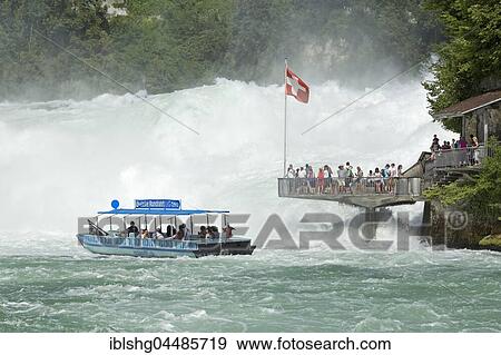 Boat and observation deck, Rheinfall, Canton of Schaffhausen, Switzerland, Europe View Large Photo Image Stock Photo - Boat and observation deck, Rheinfall, Canton of Schaffhausen, Switzerland, Europe. Fotosearch