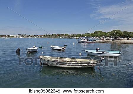 Stock Photography - Boats in port, Umag, Istria, Croatia, Europe. Fotosearch