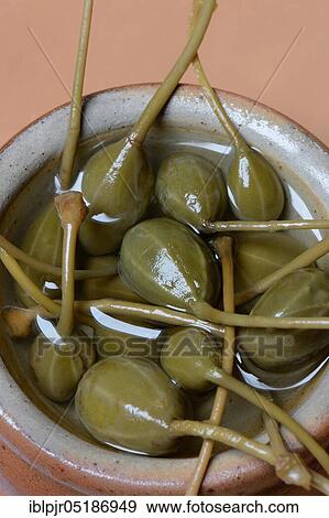 Stock Photo - Bowl with caper apples, marinated, caper apple ( Capparis spinosa). Fotosearch