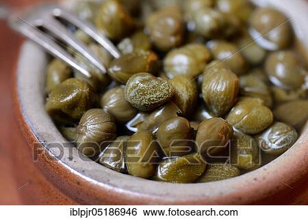 Bowl with capers, pickled ( Capparis spinosa) View Large Photo Image Stock Photograph - Bowl with capers, pickled ( Capparis spinosa). Fotosearch