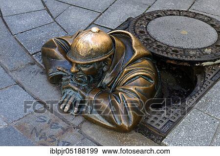 Stock Photo - Bratislava, The Cumil, sculpture by Viktor Hulik, the gaffer, Slovakia, Europe. Fotosearch