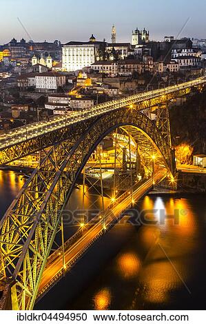 Bridge, arch bridge Ponte Dom Luis I over the Douro, Twilight, Porto, Portugal, Europe View Large Photo Image Stock Image - Bridge, arch bridge Ponte Dom Luis I over the Douro, Twilight, Porto, Portugal, Europe. Fotosearch