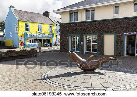 Bronze sculpture of Dolphin Fungie, Dingle, Dingle Peninsula, Wild Atlantic Way, Ireland, Europe View Large Photo Image Stock Photography - Bronze sculpture of Dolphin Fungie, Dingle, Dingle Peninsula, Wild Atlantic Way, Ireland, Europe. Fotosearch