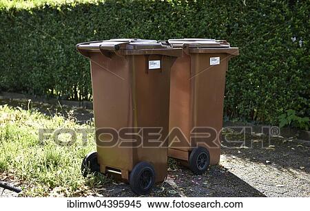 Brown garbage bins for organic waste with barcode labels, Stuttgart, Baden-Württemberg, Germany, Europe View Large Photo Image Stock Photography - Brown garbage bins for organic waste with barcode labels, Stuttgart, Baden-Württemberg, Germany, Europe. Fotosearch
