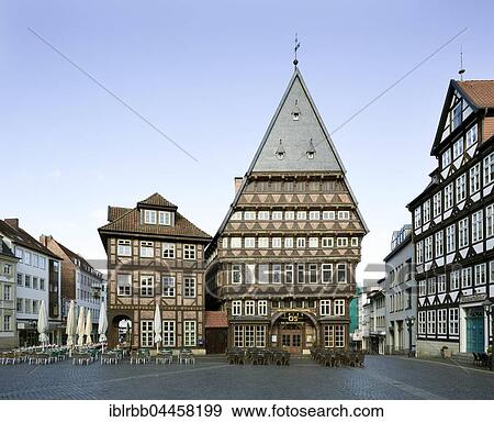 Bäckeramtshaus and Knochenhaueramtshaus, historic half-timbered houses at the market square, Hildesheim, Lower Saxony, Germany, Europe View Large Photo Image Stock Photo - Bäckeramtshaus and Knochenhaueramtshaus, historic half-timbered houses at the market square, Hildesheim, Lower Saxony, Germany, Europe. Fotosearch