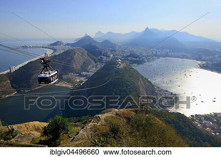 Cableway to the Sugarloaf Mountain, at back Copacabana, Rio de Janeiro, Brazil, South America View Large Photo Image Stock Image - Cableway to the Sugarloaf Mountain, at back Copacabana, Rio de Janeiro, Brazil, South America. Fotosearch