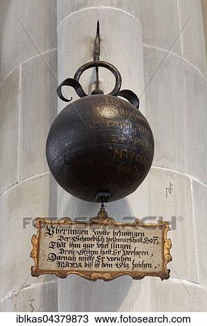 Cannonball from the Thirty Years' War to a pillar, Münster St. Nikolaus, Ueberlingen, Germany, Europe View Large Photo Image Stock Image - Cannonball from the Thirty Years' War to a pillar, Münster St. Nikolaus, Ueberlingen, Germany, Europe. Fotosearch